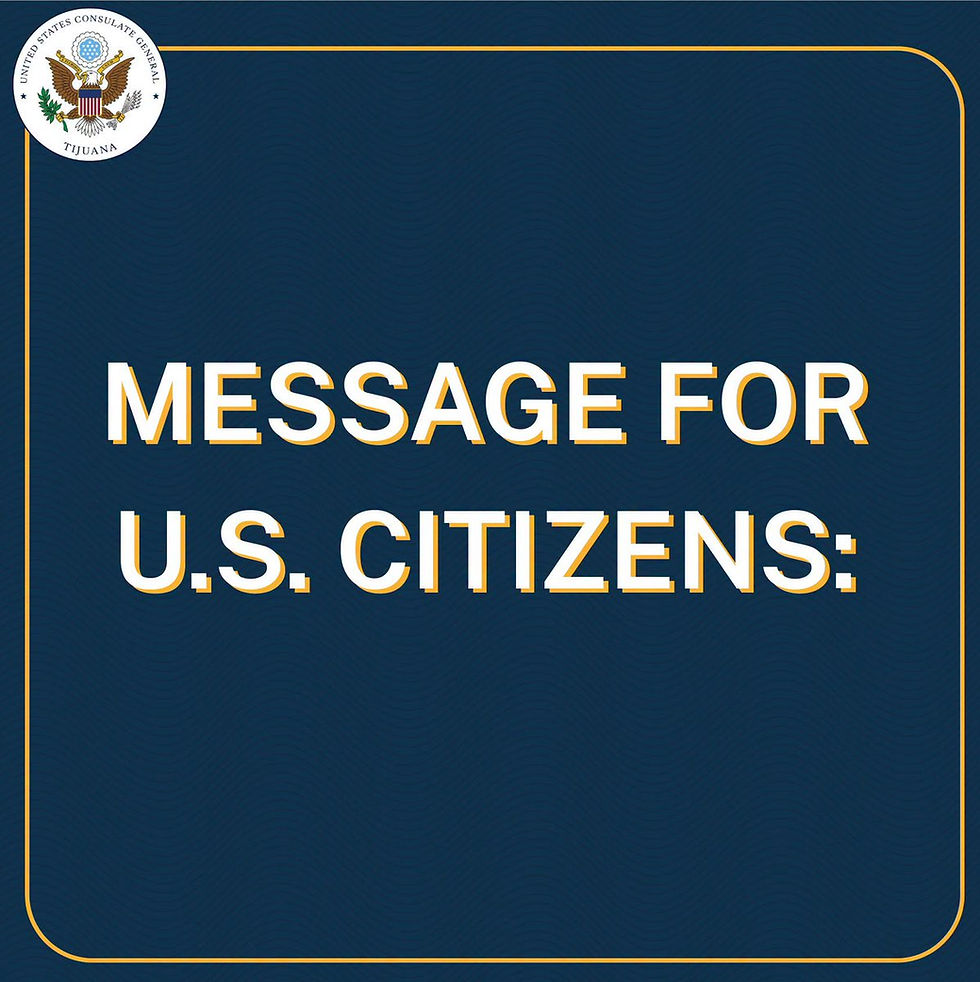 Aviso oficial de alerta de seguridad para la ciudad de Mexicali, Baja California.