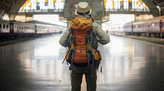 Person Exploring a Train Station