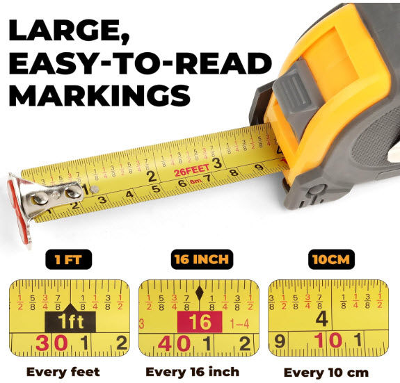 Cinta Métrica 8m fraccional doble cara