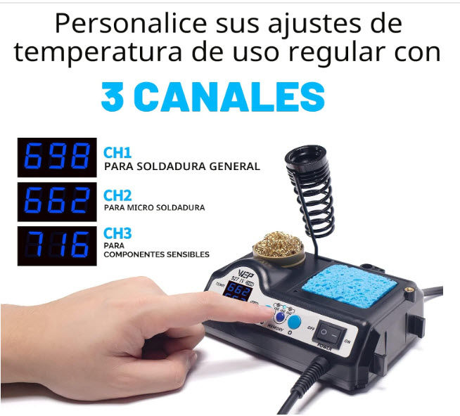 Miniatura: KIT estación de soldadura 110W con 3 canales