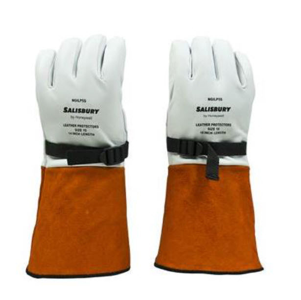 Guantes de cuero protector p/guantes aislantes primarios 14", No.10