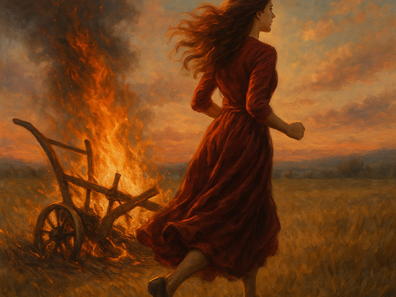 Woman running towards destiny