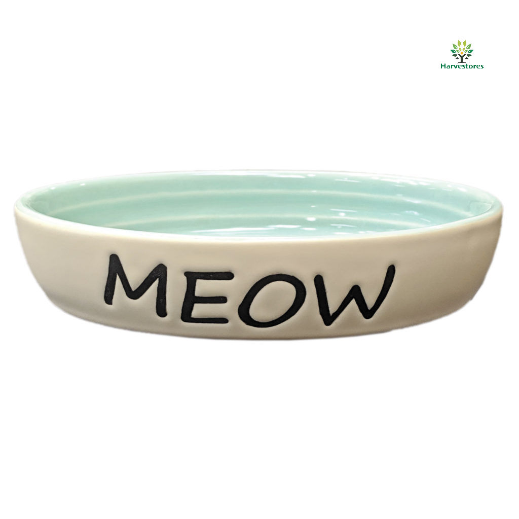 MEOW DISH CAT OVAL 6″ GREEN