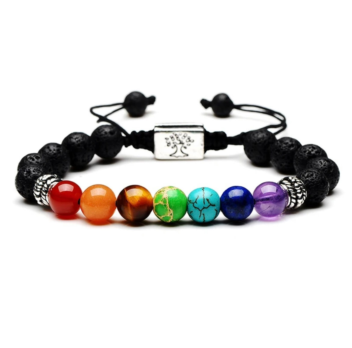 Reiki Charged 7 Chakra Lava Bracelet
