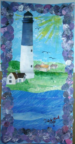 Piece #12 - _Lighthouse__Material_ _Gesso, acryclic paint, soft pastel, water, graphite pencil, wate