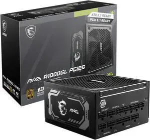 MSI Power Supply 1000W, MAG A1000GL PCIE5, 80 PLUS Gold