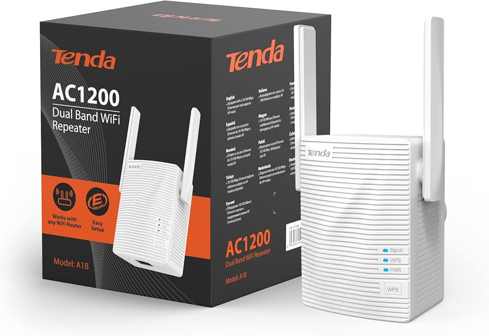 Tenda A18 Dual Band WiFi Repeater, AC1200