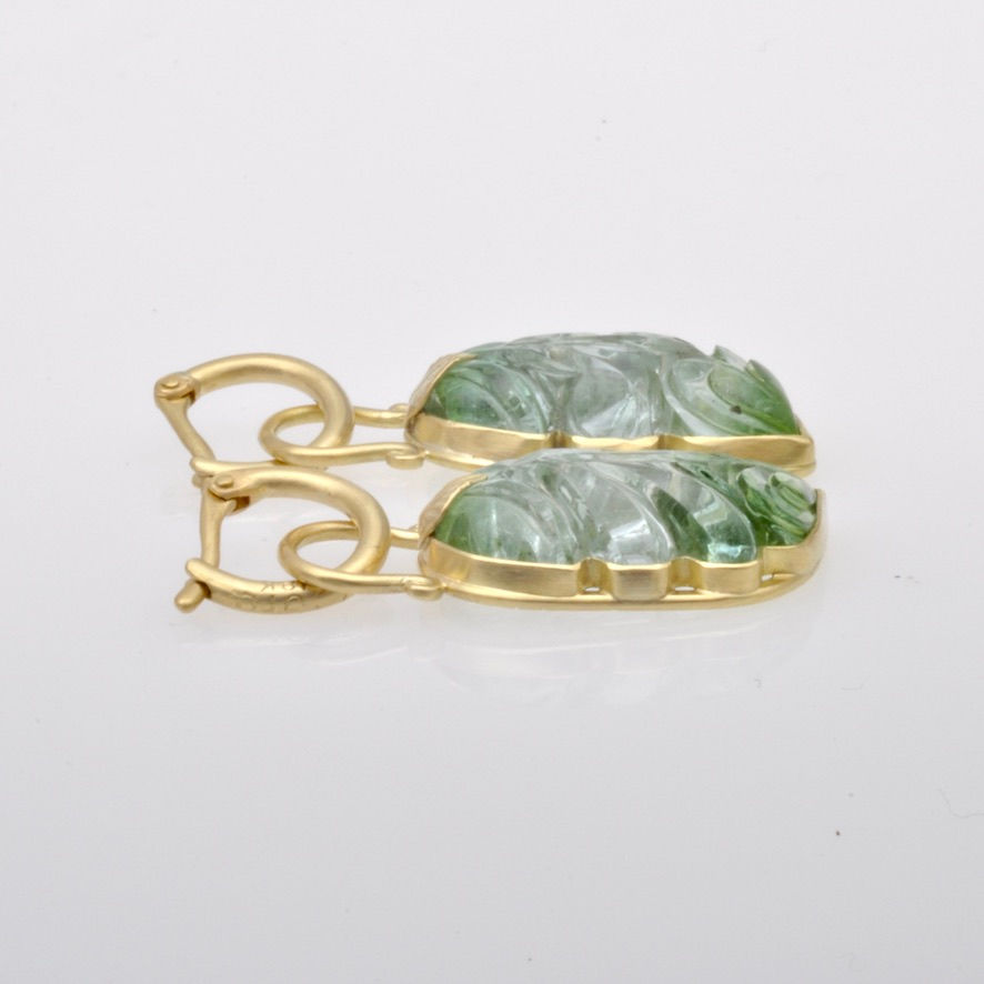 Carved Green Tourmaline Leaves
