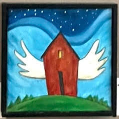 "Home Sweet Home"  6" x 6"  acrylic on panel, framed