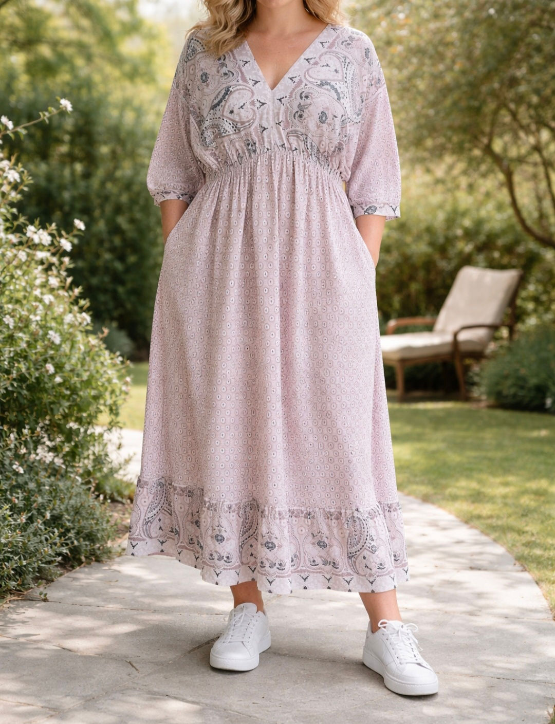 Robe longue rose pâle Made in Italy