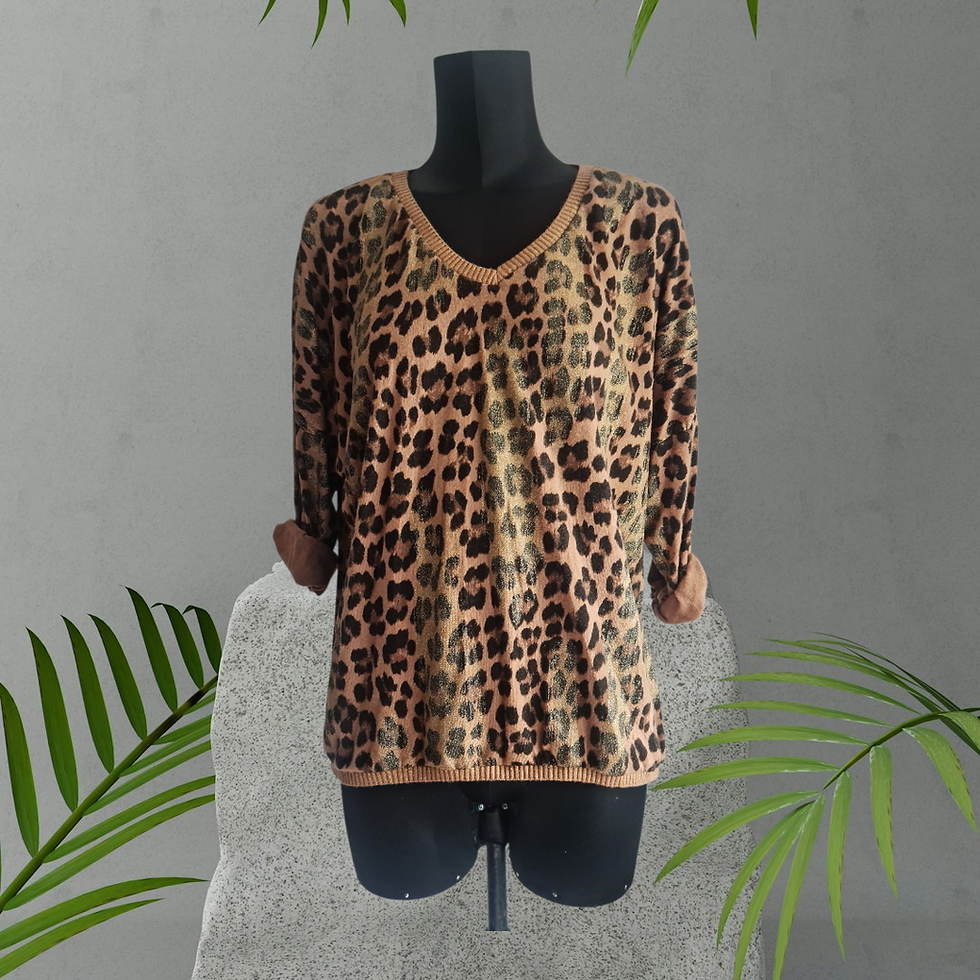 Miniaturbild: Pull doux et léger à motifs léopard 3 coloris disponibles Made in Italy