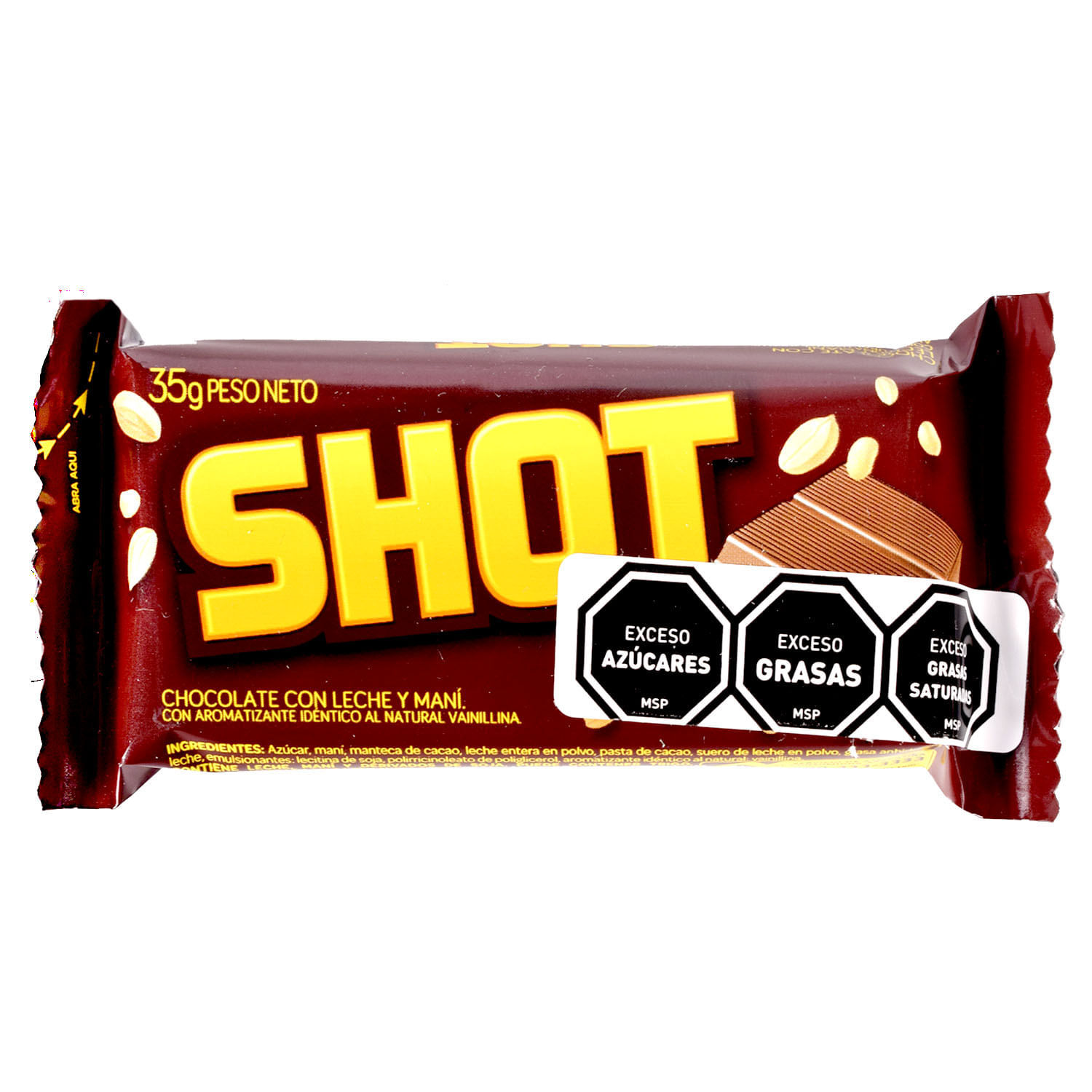 SHOT CHOCOLATE CON LECHE MANI 35 GRS