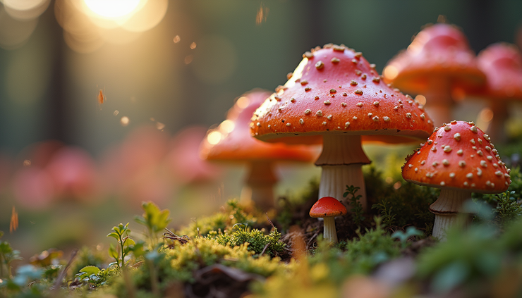 Close-up view of vintage psychedelic mushroom artwork from the 1960s