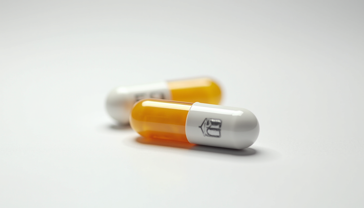 Close-up view of Adderall XR capsules arranged on a white surface