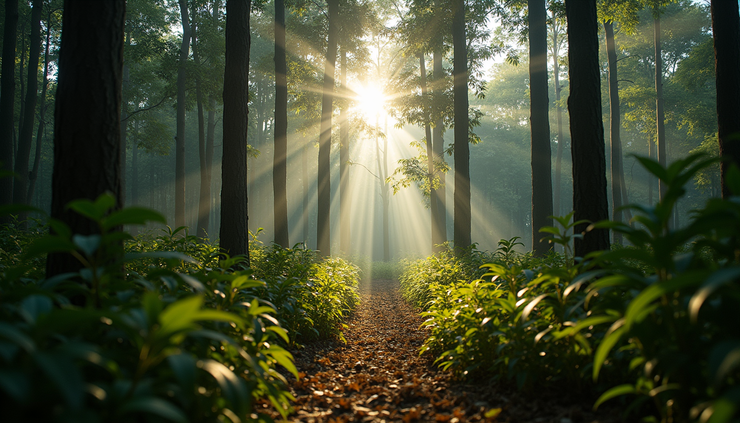 Eye-level view of a natural forest setting often associated with traditional ayahuasca ceremonies