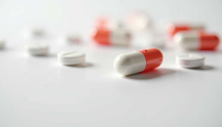 Close-up view of Adderall XR capsules on a white surface