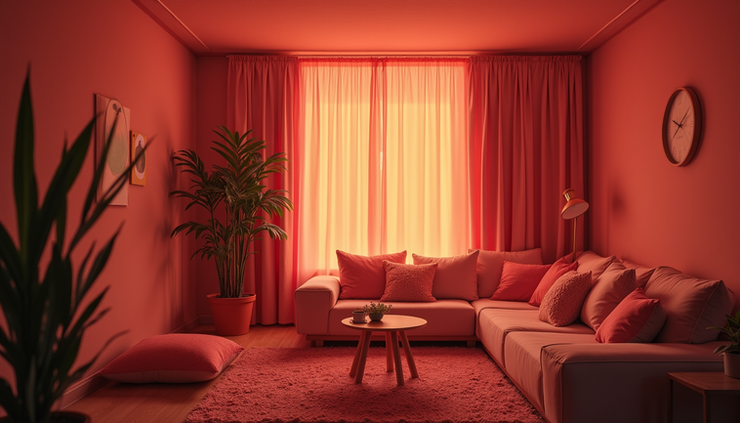 Close-up view of a cozy indoor space with soft cushions and warm lighting