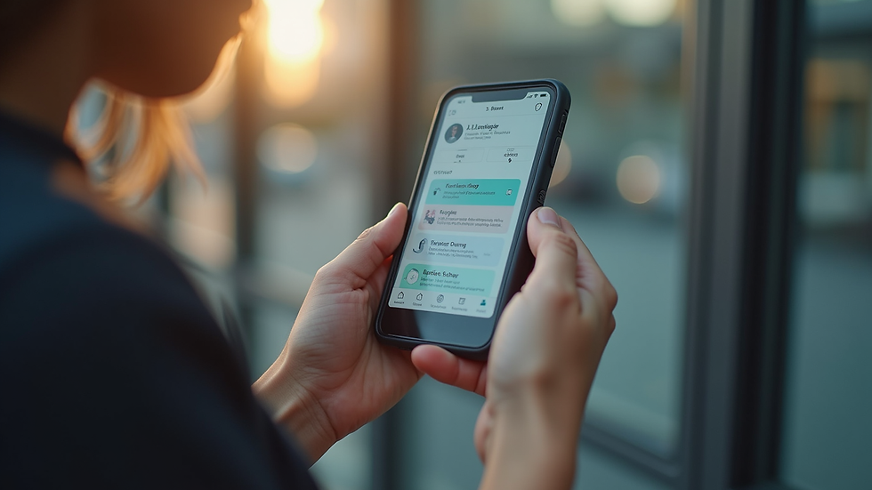 Close-up view of a person using a smartphone with AI job search app