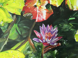 Red Nénuphar sous-verre 80x60 cm Collection privée Paris