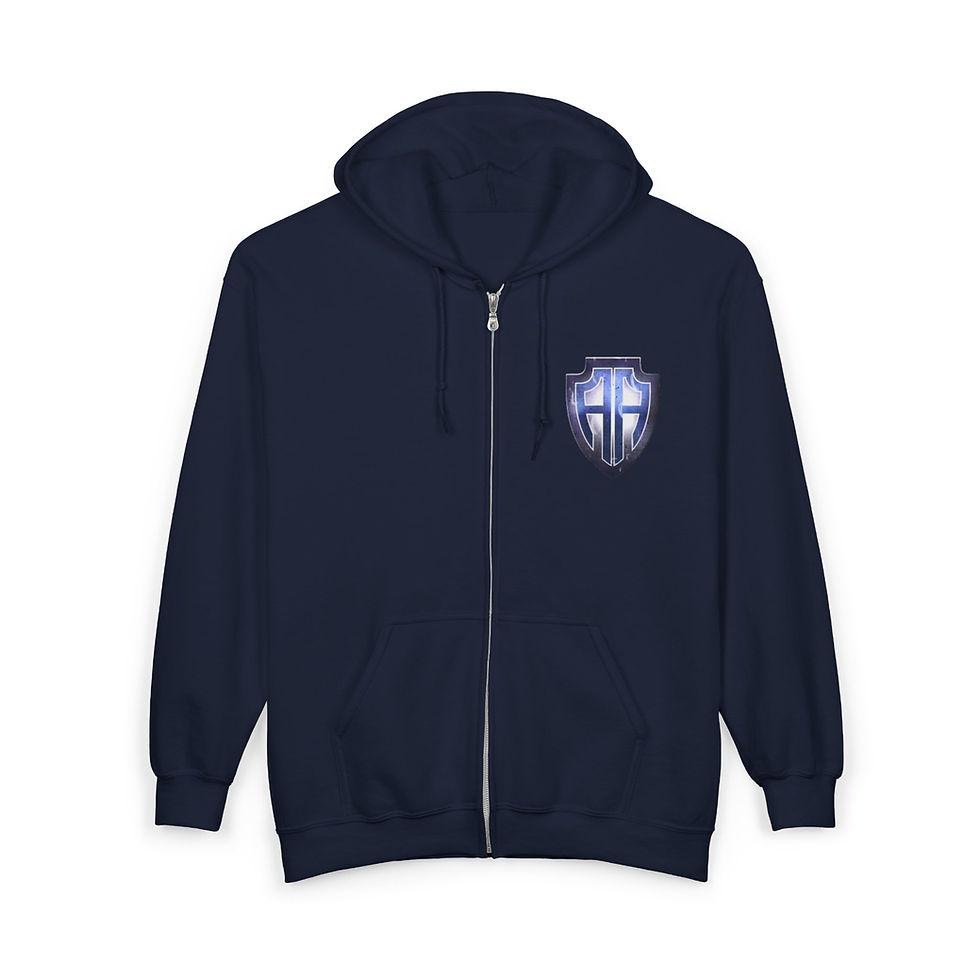Thumbnail: Artist Armor Zip Hoodie — Krashilov Logo Chest & 'Artist Armor' Back Graphic