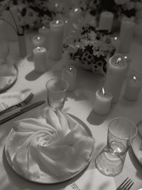 A wedding breakfast table setting