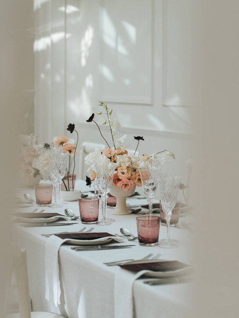 A wedding breakfast table