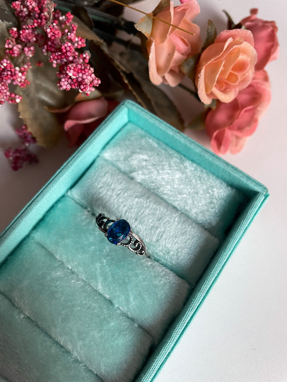 Miniatura: Anel pedra azul envelhecido