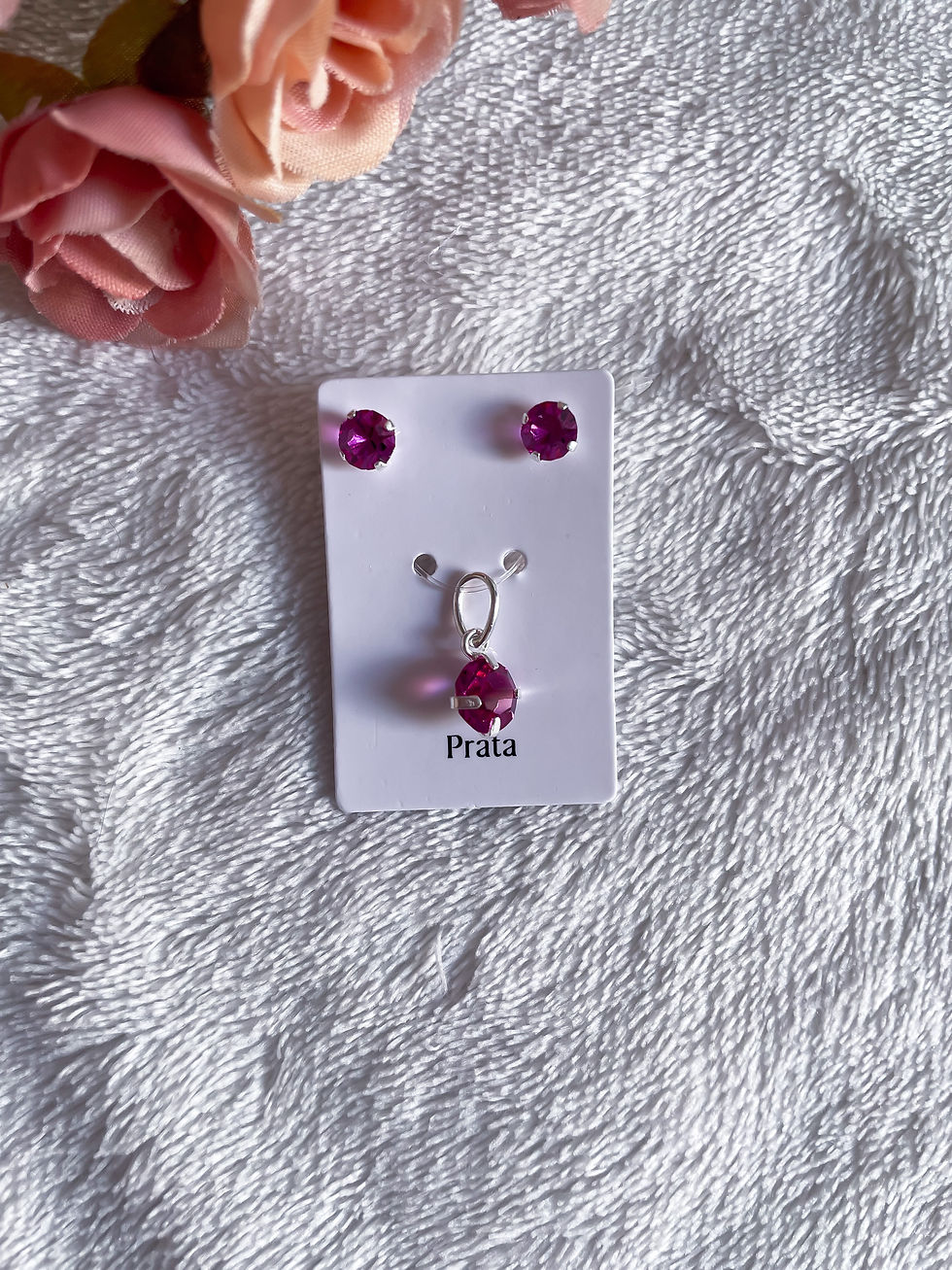 Miniatura: Conjunto Pingente e brinco rosa