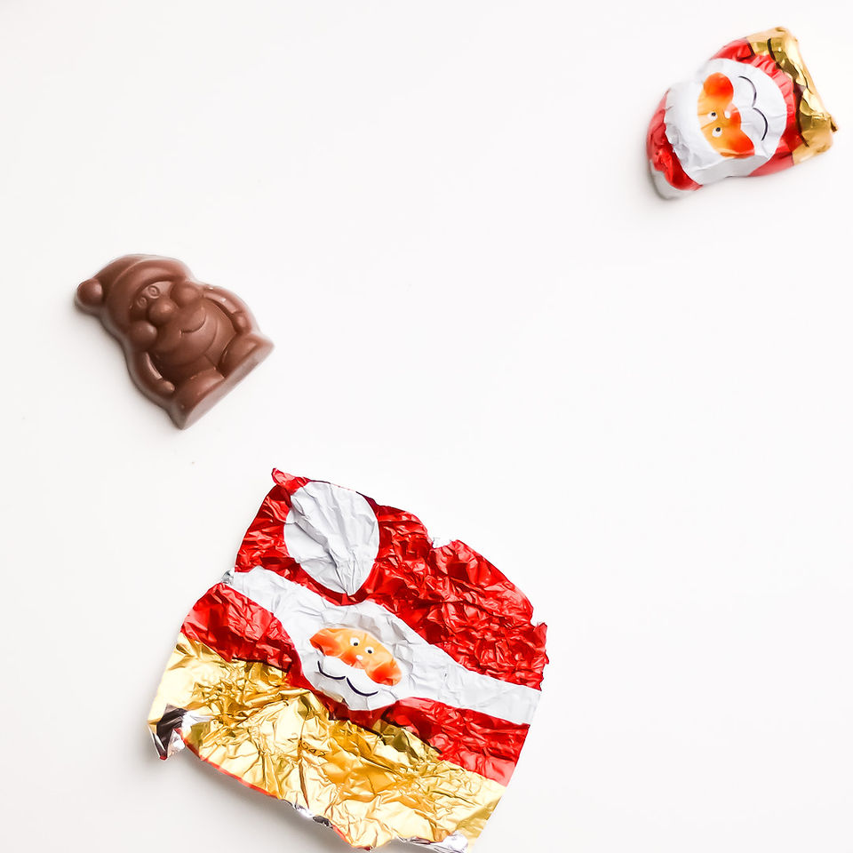 Chocolat de  père Noël dans un emballage en aluminium