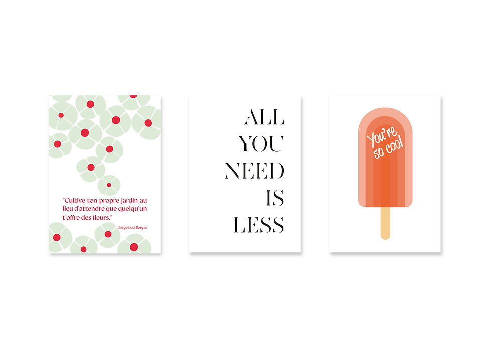 Miniature : Postkarten mit guten Sprüchen: All you need is less, you're so cool, cultive ton propre jardin au lieu d'attendre