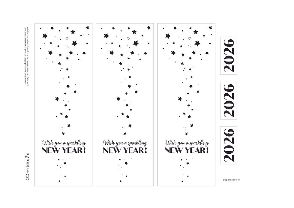 Druckvorlage für eine Neujahrskarte in Englisch