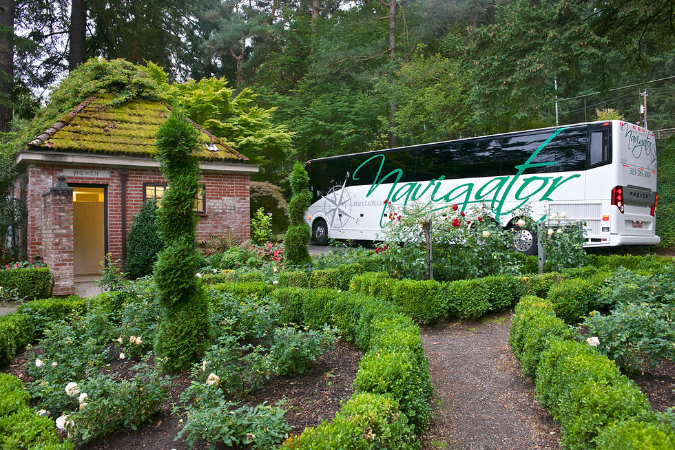 Northwest Navigator Bus at the Portland International Rose Test Garden