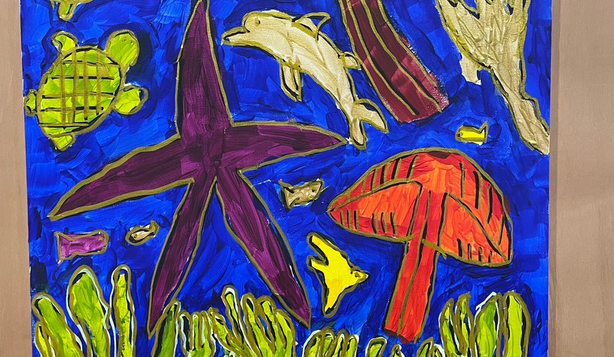 Kendra's piece titled Bermuda Ocean at the NY Alliance Art Show