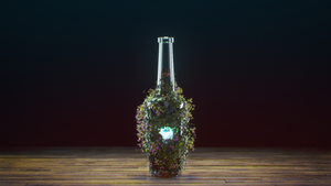 Growing grass bottle houdini blender graphic design branding
