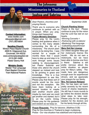 September 2026 Prayer Letter