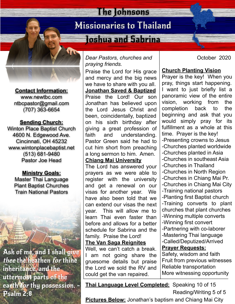 Prayer Letter - June 2020