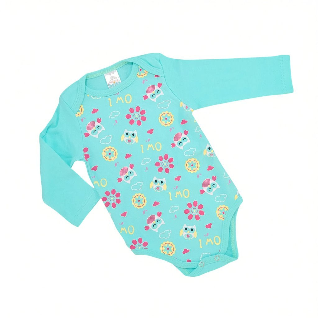 Body Bebê Menina Inverno Suedine Corujinha