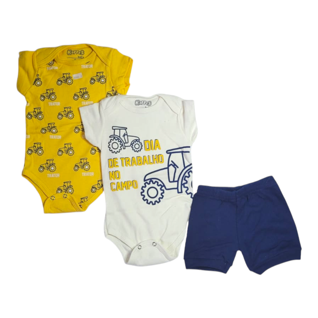 Kit Body Bebê Meninos Manga Curta