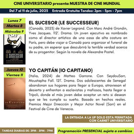 Cine Universitario programación presencial y sala virtual del 7 al 11 de julio