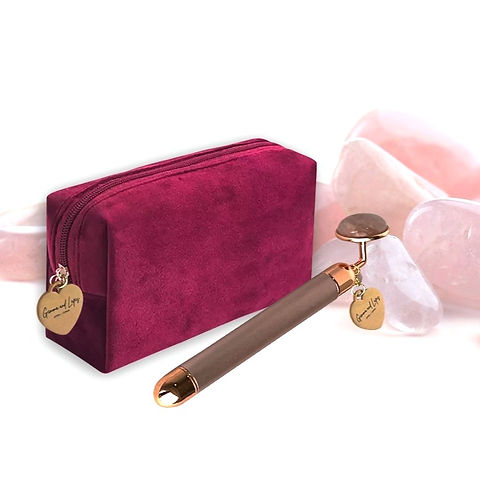 Rose Quartz Vibrating Facial Massage Tool with Velvet Travel Case | Gemma and Lapis Rose Quartz Vibrating Facial Massage Tool with Velvet Travel Case | Gemma and Lapis
