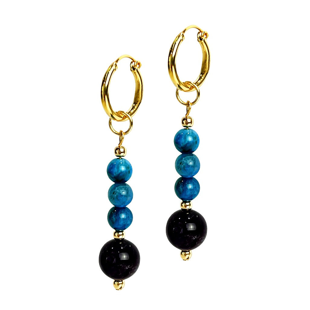 Apatite and Smoky Quartz 'At Peace with the World' Earrings