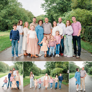 Foto collage van een unieke familie fotoshoot in de regen