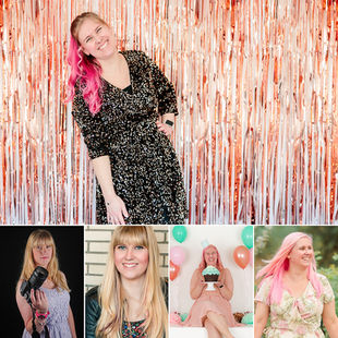 collage van portretfoto's van jonge vrouw