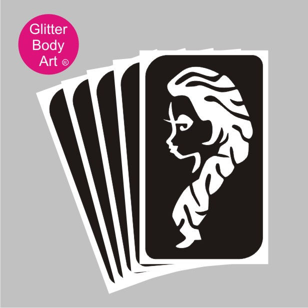 Glitter Body Art Snow Princess 154 glitter tattoo šabloon
