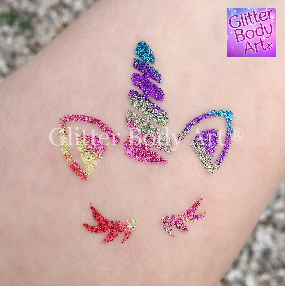 Ükssarvik 447glitter tattoo šabloon