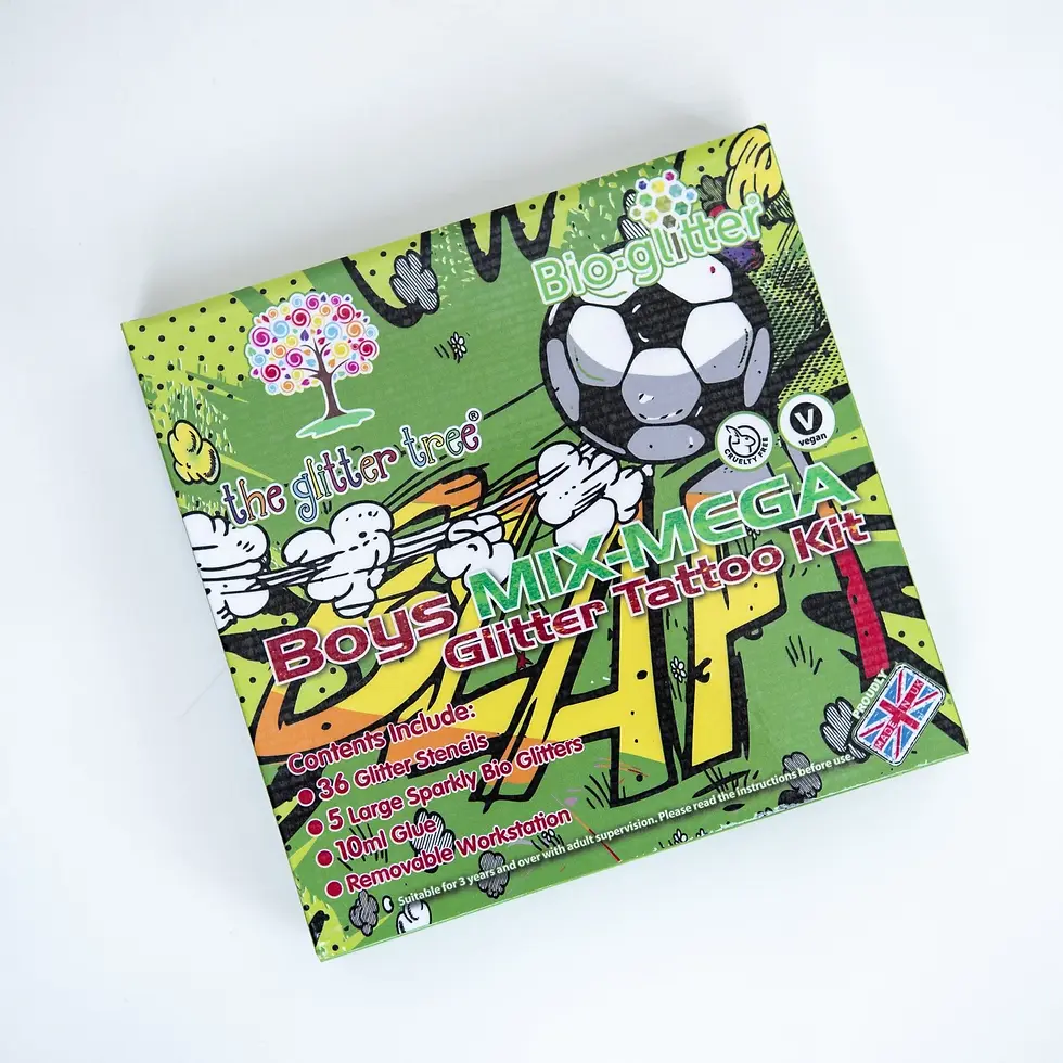 Thumbnail: The Glitter Tree poiste biolagunev glitter tattoo komplekt