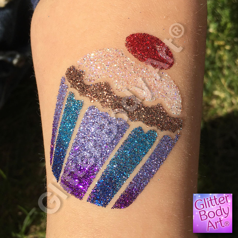 Thumbnail: cupcake glitter tattoo šabloon