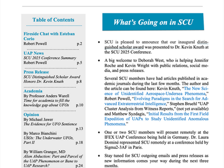 SCU Review UAP UFO Newsletter
