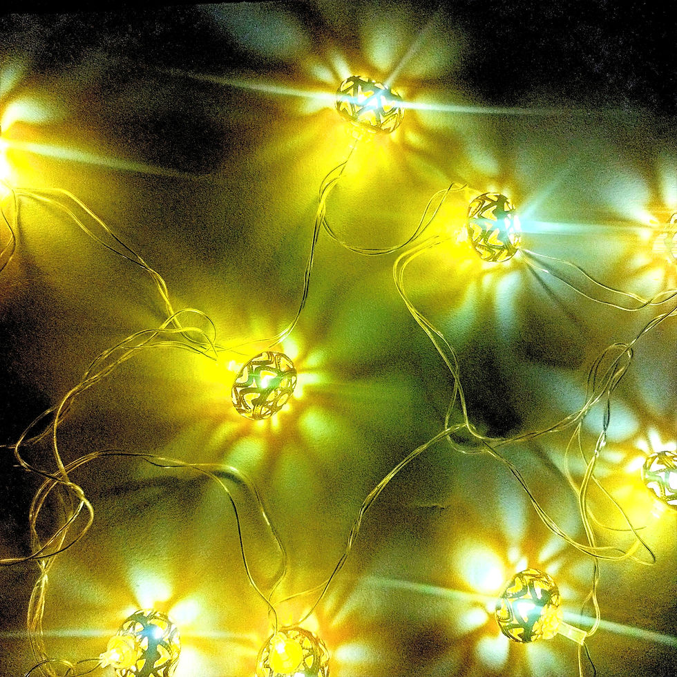 Golden colour metal ball string light.