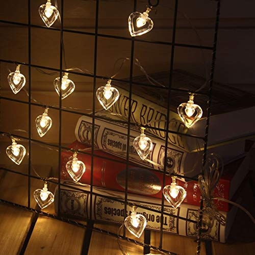 Beautiful warm heart shaped string light.